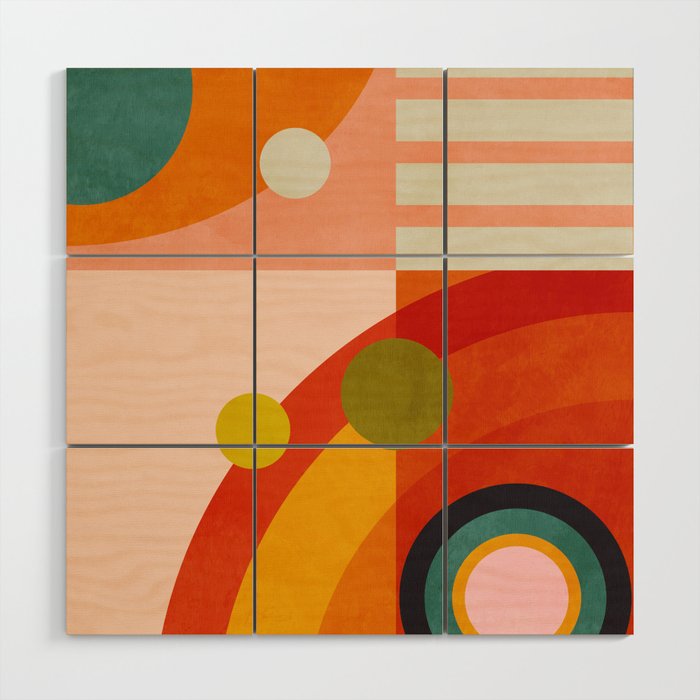 retro minimal geometric 2 Wood Wall Art Gallery Image 1