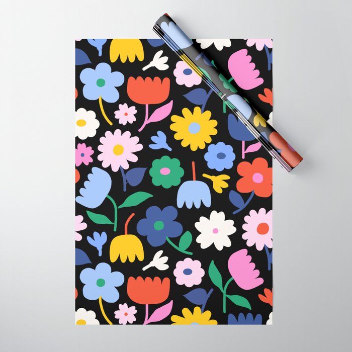 Floral Medley - night Wrapping Paper Gallery Image 1