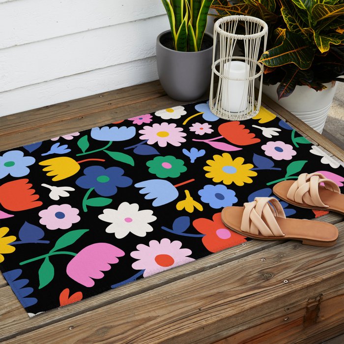 Floral Medley - night Outdoor Rug Gallery Image 2