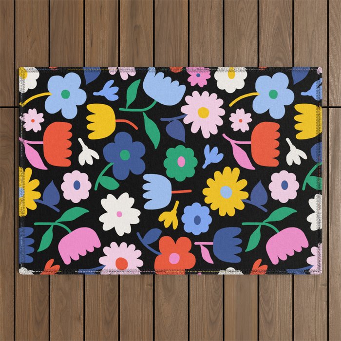 Floral Medley - night Outdoor Rug Gallery Image 1