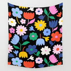 Floral Medley - night Wall Tapestry Gallery Image 4