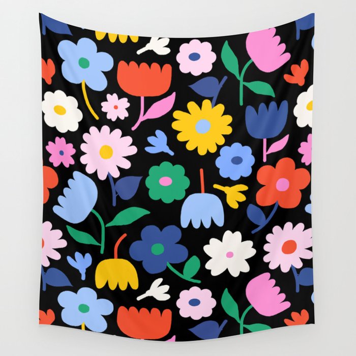 Floral Medley - night Wall Tapestry Gallery Image 4