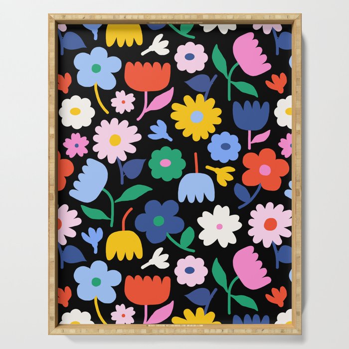 Floral Medley - night Serving Tray Gallery Image 1