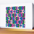 Colorful Retro Pop Modern Geometric Rektangel Pattern Blue Green Pink Wall Mural Gallery Image 2
