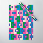 Colorful Retro Pop Modern Geometric Rektangel Pattern Blue Green Pink Wrapping Paper Gallery Image 1