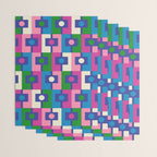 Colorful Retro Pop Modern Geometric Rektangel Pattern Blue Green Pink Wrapping Paper Gallery Image 3