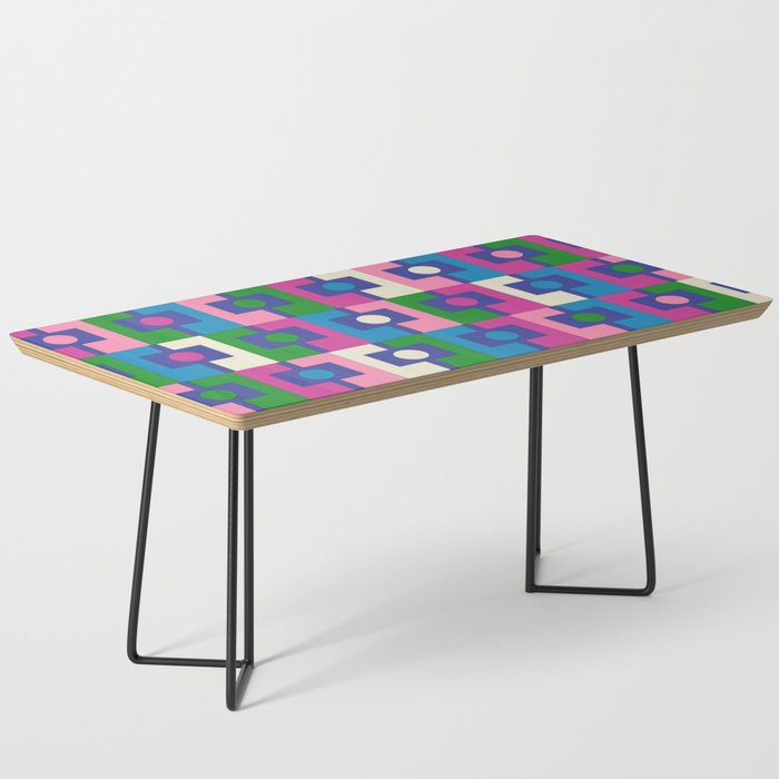 Colorful Retro Pop Modern Geometric Rektangel Pattern Blue Green Pink Coffee Table Gallery Image 1
