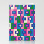 Colorful Retro Pop Modern Geometric Rektangel Pattern Blue Green Pink Stationery Card Gallery Image 2