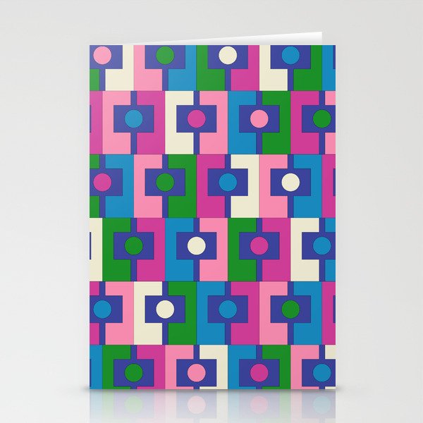 Colorful Retro Pop Modern Geometric Rektangel Pattern Blue Green Pink Stationery Card Gallery Image 2