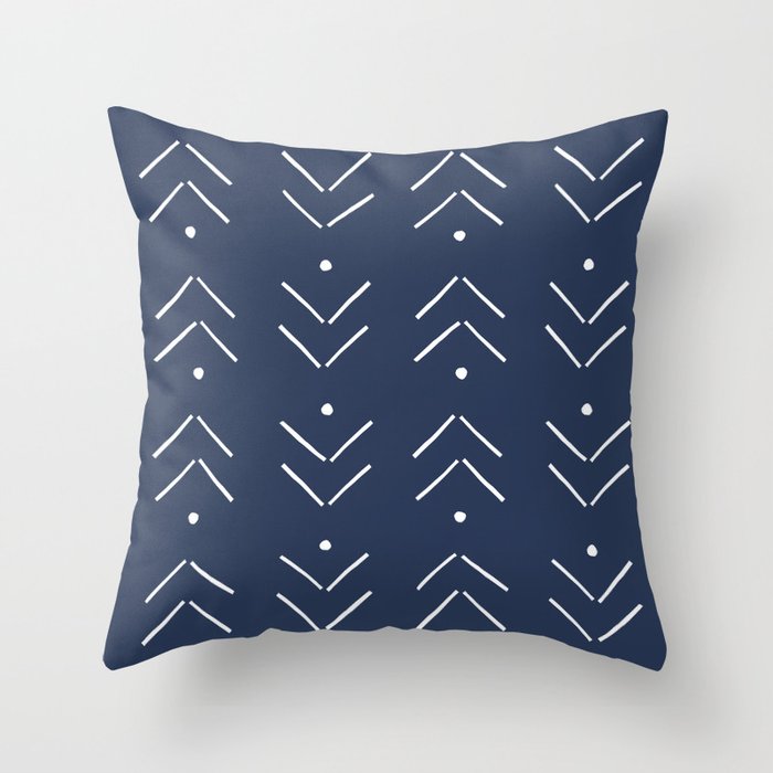 Arrow Lines Pattern in Navy Blue Throw Pillow Gallery Image 6