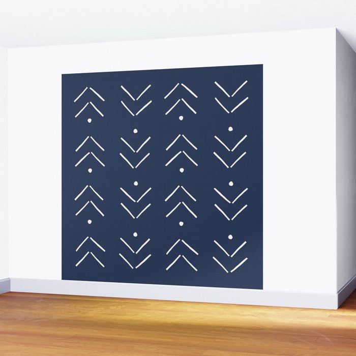 Arrow Lines Pattern in Navy Blue Wall Mural Gallery Image 2