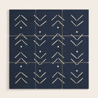 Arrow Lines Pattern in Navy Blue Wood Wall Art Gallery Image 1
