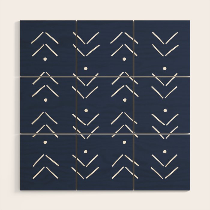 Arrow Lines Pattern in Navy Blue Wood Wall Art Gallery Image 1