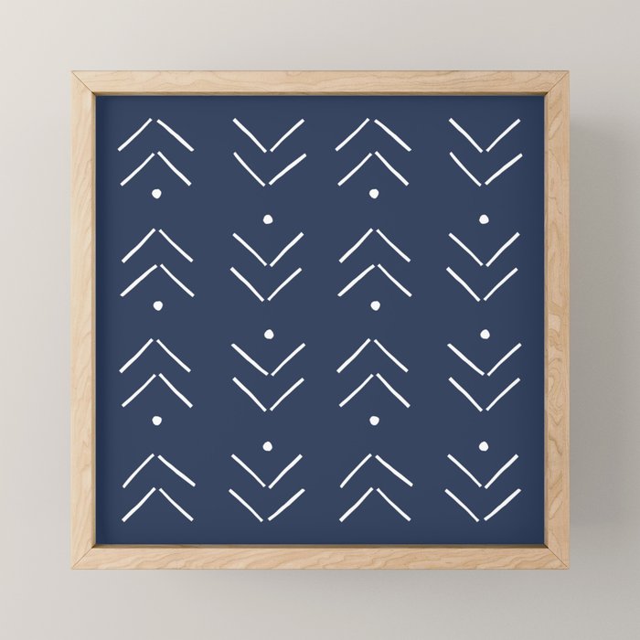 Arrow Lines Pattern in Navy Blue Mini Art Print Gallery Image 1