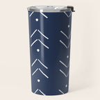 Arrow Lines Pattern in Navy Blue Travel Mug Gallery Image 2