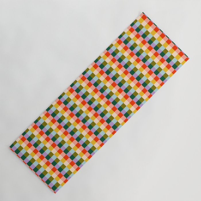 Checkered Rainbow Retro Vibe  Yoga Mat Gallery Image 1