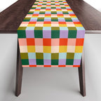 Checkered Rainbow Retro Vibe  Table Runner Gallery Image 1