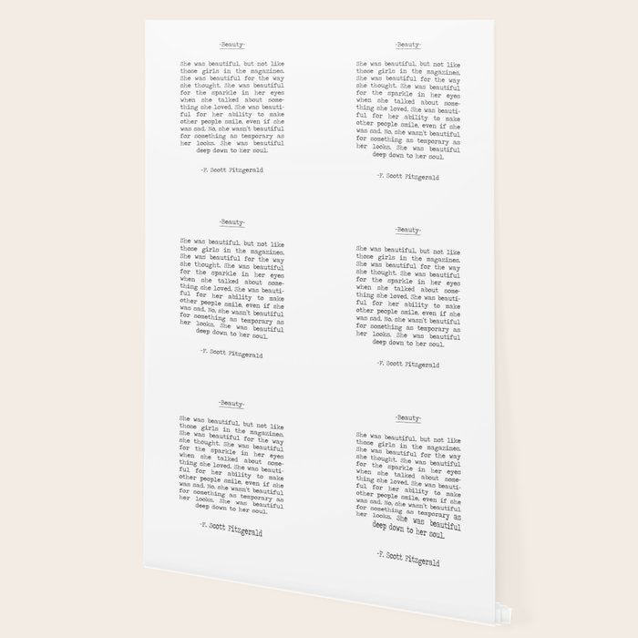 She was beautiful F. Scott Fizgerald typographical quote art print Wallpaper Gallery Image 2