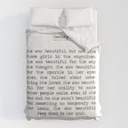 She was beautiful F. Scott Fizgerald typographical quote art print Comforter Gallery Image 6