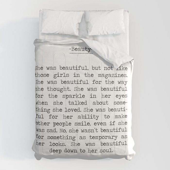 She was beautiful F. Scott Fizgerald typographical quote art print Comforter Gallery Image 6