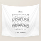 She was beautiful F. Scott Fizgerald typographical quote art print Wall Tapestry Gallery Image 4