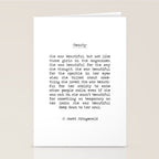 She was beautiful F. Scott Fizgerald typographical quote art print Stationery Card Gallery Image 2