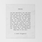 She was beautiful F. Scott Fizgerald typographical quote art print Throw Blanket Gallery Image 2