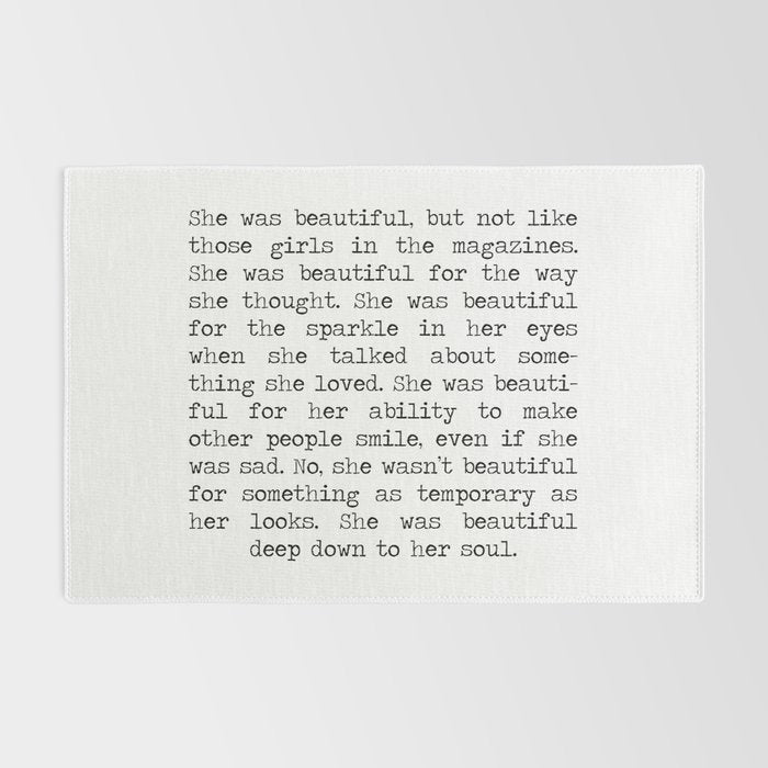 She was beautiful F. Scott Fizgerald typographical quote art print Rug Gallery Image 2