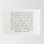 She was beautiful F. Scott Fizgerald typographical quote art print Rug Gallery Image 2