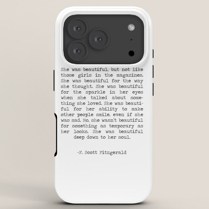 She was beautiful F. Scott Fizgerald typographical quote art print iPhone Case Gallery Image 7