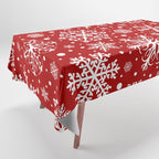 Christmas Snowflakes Pattern, Festive Red and White Tablecloth Gallery Image 1