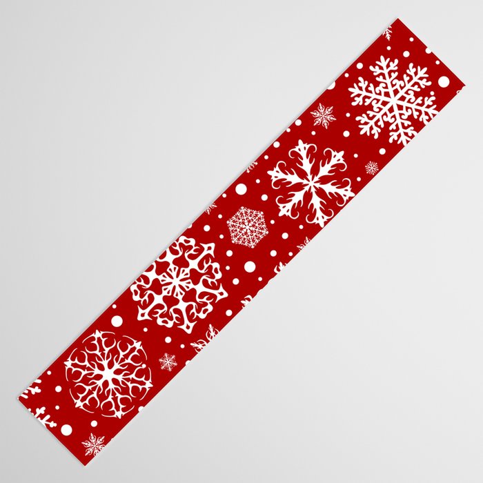 Christmas Snowflakes Pattern, Festive Red and White Table Runner Gallery Image 3