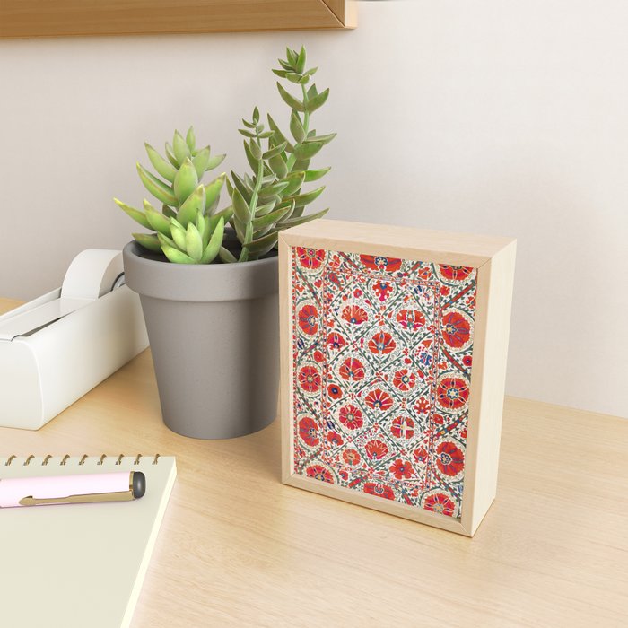 Large Medallion Suzani Bokhara Uzbekistan Floral Embroidery Print Mini Art Print Gallery Image 2