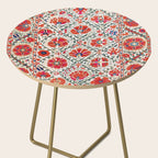 Large Medallion Suzani Bokhara Uzbekistan Floral Embroidery Print Side Table Gallery Image 2