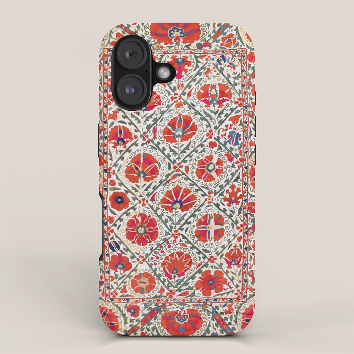 Large Medallion Suzani Bokhara Uzbekistan Floral Embroidery Print iPhone Case Gallery Image 1