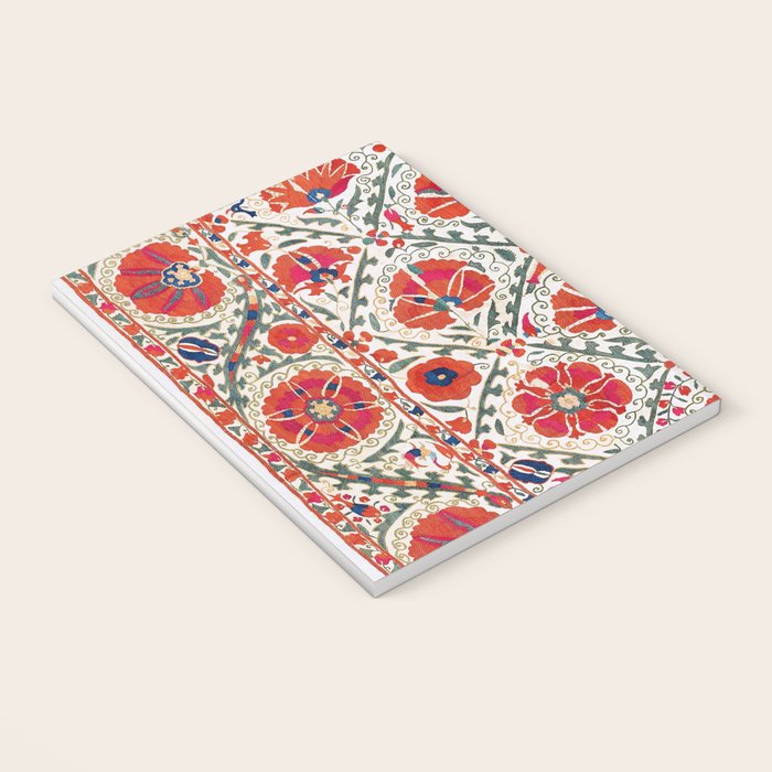 Large Medallion Suzani Bokhara Uzbekistan Floral Embroidery Print Notebook Gallery Image 3