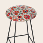 Large Medallion Suzani Bokhara Uzbekistan Floral Embroidery Print Stool Gallery Image 2