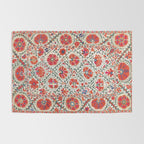 Large Medallion Suzani Bokhara Uzbekistan Floral Embroidery Print Rug Gallery Image 2