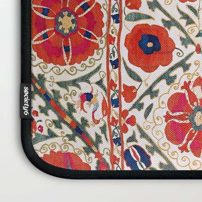 Large Medallion Suzani Bokhara Uzbekistan Floral Embroidery Print Laptop Sleeve Gallery Image 3