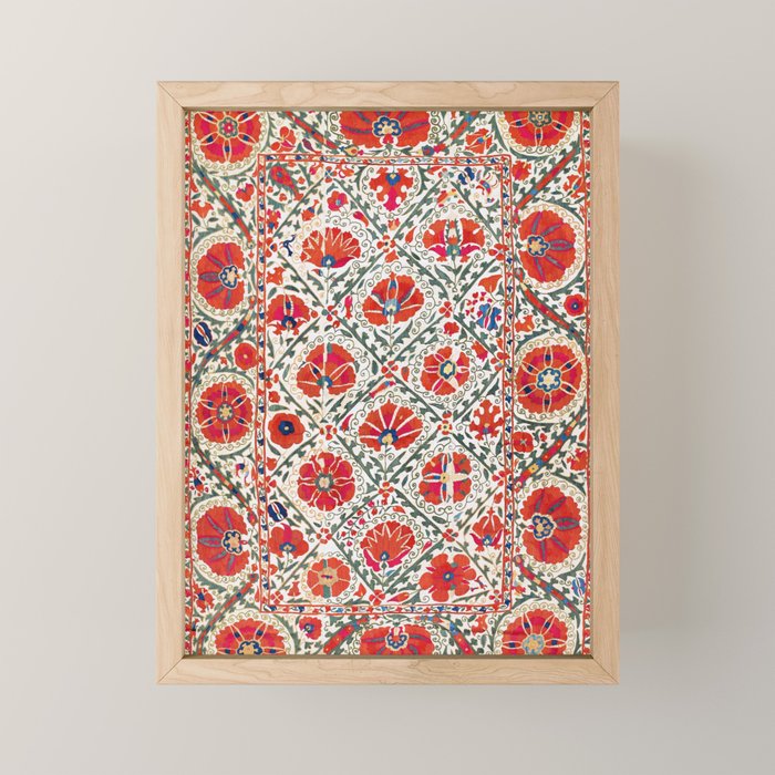 Large Medallion Suzani Bokhara Uzbekistan Floral Embroidery Print Mini Art Print Gallery Image 1