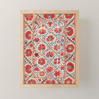 Large Medallion Suzani Bokhara Uzbekistan Floral Embroidery Print Mini Art Print Gallery Image 1