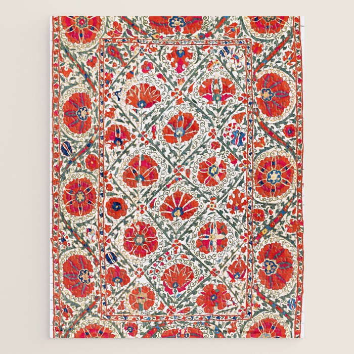 Large Medallion Suzani Bokhara Uzbekistan Floral Embroidery Print Jigsaw Puzzle Gallery Image 1