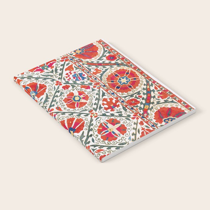 Large Medallion Suzani Bokhara Uzbekistan Floral Embroidery Print Notebook Gallery Image 2