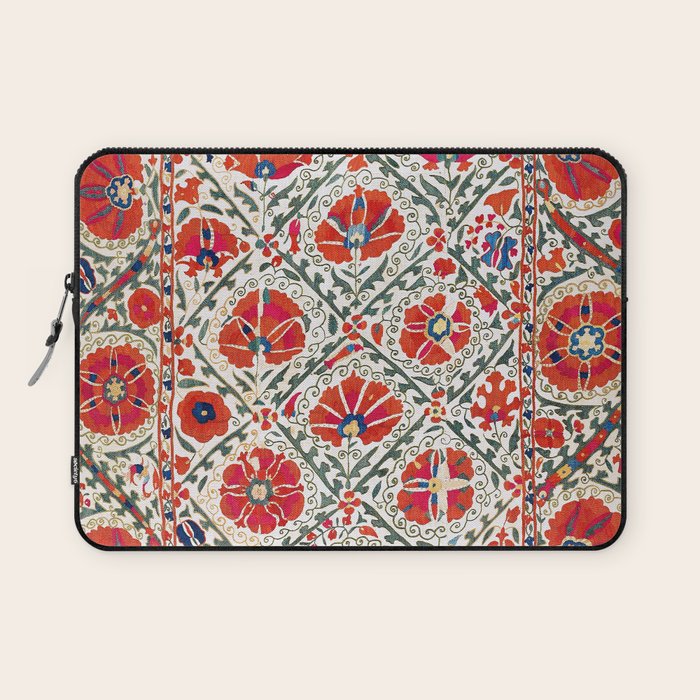 Large Medallion Suzani Bokhara Uzbekistan Floral Embroidery Print Laptop Sleeve Gallery Image 1