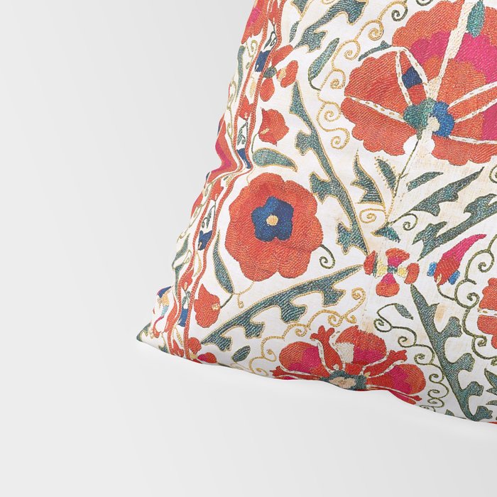 Large Medallion Suzani Bokhara Uzbekistan Floral Embroidery Print Pillow Sham Gallery Image 4