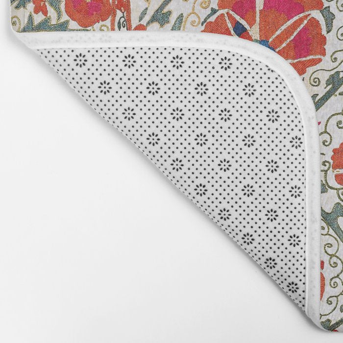 Large Medallion Suzani Bokhara Uzbekistan Floral Embroidery Print Bath Mat Gallery Image 2