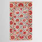 Large Medallion Suzani Bokhara Uzbekistan Floral Embroidery Print Tablecloth Gallery Image 2