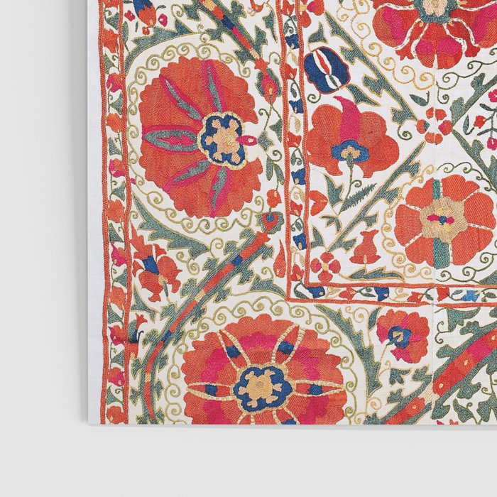 Large Medallion Suzani Bokhara Uzbekistan Floral Embroidery Print Poster Gallery Image 3