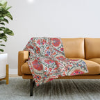 Large Medallion Suzani Bokhara Uzbekistan Floral Embroidery Print Throw Blanket Gallery Image 1
