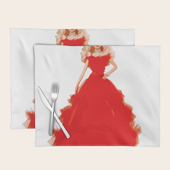 Christmas Doll in Red Dress Vector Art Placemat Gallery Image 1